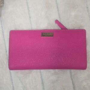 kate spade Bright Pink Saffiano Zip-Around Wallet